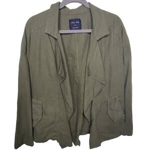 Love Tree Linen Jacket Blazer Olive Army Green Utility Jacket Size Large
